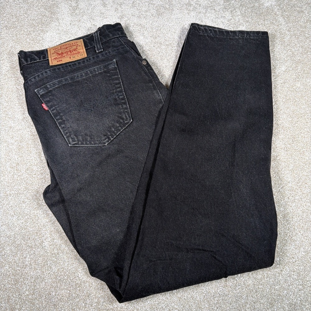 Vintage Levis 550 Black‎ Jeans Mens 36 X 34 (FITS 35 X 34) 90s Denim Made In USA